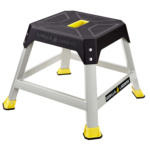 Heavy-duty Gorilla Ladders step stool with black top and yellow accents; text: "GORILLA LADDERS".