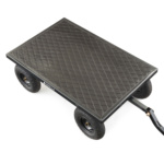 Heavy-duty Gorilla utility cart with black diamond-patterned platform and four wheels.