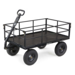 Heavy-duty black Gorilla cart with sturdy handle and durable wheels.
