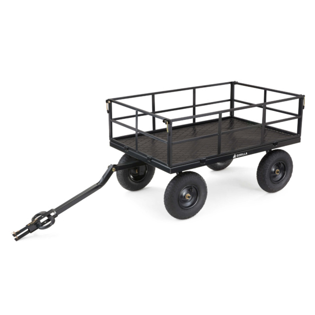 Gorilla Made heavy-duty utility cart with black metal frame and four wheels.