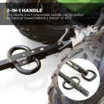 Gorilla 2-in-1 handle, black metal, text: "2-IN-1 HANDLE..." for towing or hand-pulling.