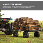 Black Gorilla cart loaded with firewood, showcasing maneuverability text.