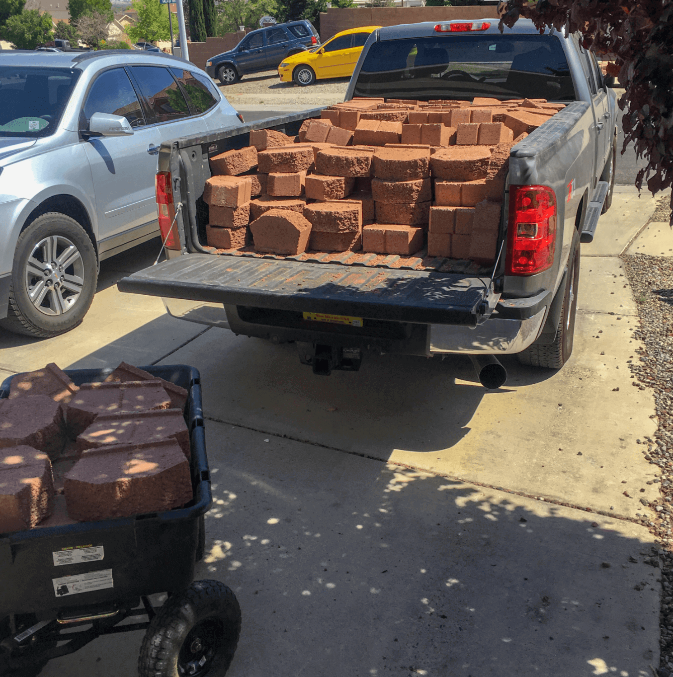 Truck filled with bricks