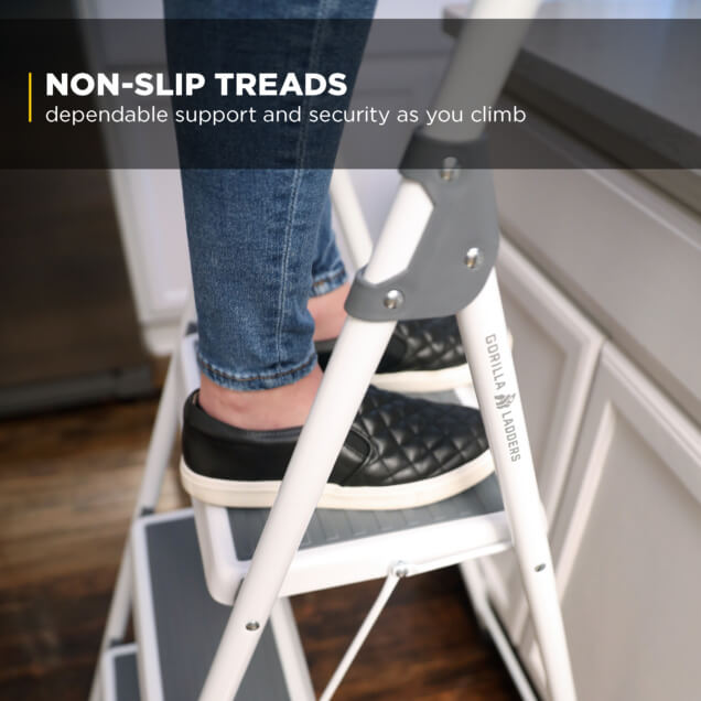 Non-slip treads on Gorilla Ladders offer dependable support while climbing.