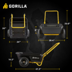 Gorilla cart dimensions infographic: 30" high, 24" wide, 28.4" long, 25.6" high.