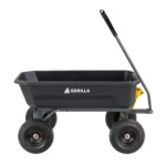 Black Gorilla Made utility cart with four wheels and handle, logo reads "GORILLA."