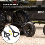 Gorilla 2-in-1 handle infographic for hand or ATV towing feature.