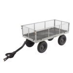 Heavy-duty Gorilla Made cart with metal mesh sides and durable black wheels.