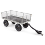 Heavy-duty Gorilla utility cart with mesh sides and black tires.