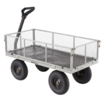 Gray metal utility cart with black handle and wheels, logo reads "GORILLA".