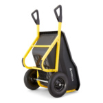 Heavy-duty black and yellow Gorilla cart with two wheels and handle, logo visible.