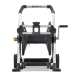 Gorilla Made heavy-duty hose reel, silver and black, with text "GORILLA" on handle.