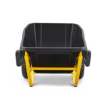 Black and yellow Gorilla Made heavy-duty cart, front view, designed for strength.