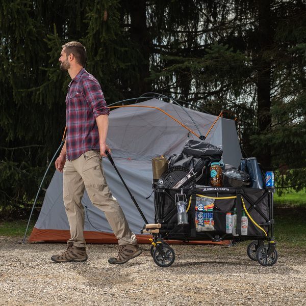 man pulling quipment for camping with GCSW-7P