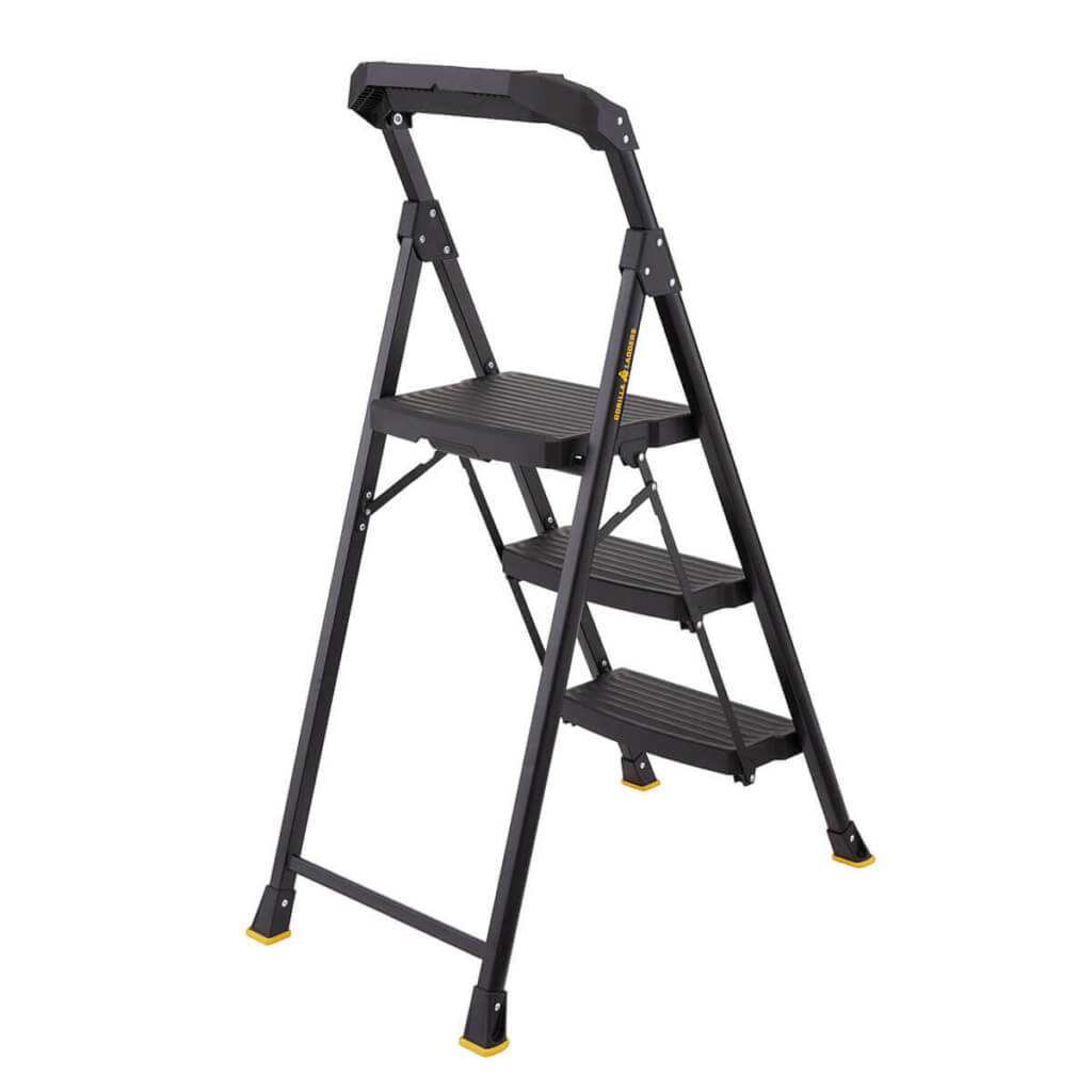 GORILLA LADDERS Acero de Grado Profesional de 3 Pasos GLHD-3