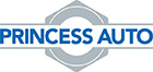 "Princess Auto logo in blue text with a gray gear outline."