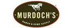 Murdoch's Ranch & Home Supply logo with horse image on dark oval background.