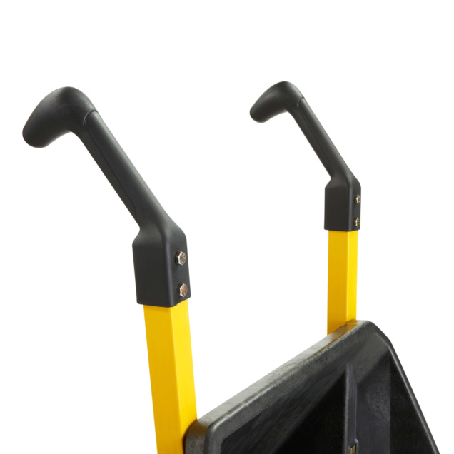 Gorilla Made heavy-duty cart handles, yellow bars with black grips, close-up view.