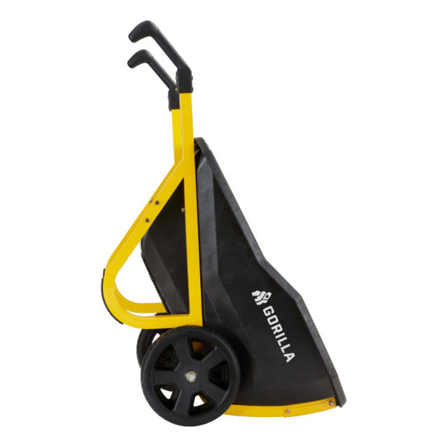 Yellow and black Gorilla hand truck with black wheels. Text: "GORILLA".