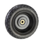 Black replacement tire for Gorilla Carts with embossed text "Gorilla Carts."