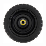 Black utility wheel from Gorilla Carts, with text "Not For Highway Use."