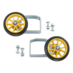 Yellow Gorilla Made replacement wheels with black tires and silver hardware.