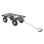 Heavy-duty Gorilla cart with mesh platform and four large black wheels.