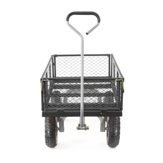 Heavy-duty Gorilla Made cart with mesh sides and black grip handle.