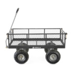 Black Gorilla utility cart with mesh sides, four rugged tires, and a handle.