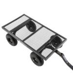 Gorilla Made utility cart with black mesh bed and four sturdy wheels.