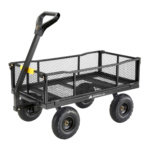 Black metal cart with mesh sides and four wheels. Logo: "GORILLA" on the side.
