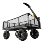 Black Gorilla utility cart with mesh sides and heavy-duty wheels for tough tasks.