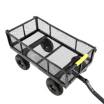 Heavy-duty black mesh utility cart by Gorilla Made with four sturdy wheels.
