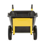 Yellow and black heavy-duty Gorilla Made utility cart with two large wheels.