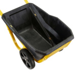 Black and yellow heavy-duty utility cart by Gorilla Made, featuring sturdy wheels.