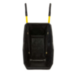 Black Gorilla Made wheelbarrow with yellow handles, designed for strength and durability.