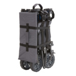 Folded heavy-duty cart in gray with four large black wheels from Gorilla Made.
