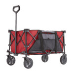 Red Gorilla Made utility cart with black frame and large wheels, logo reads "GORILLA."