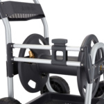 Gorilla Made heavy-duty hose reel cart with durable wheels and frame.