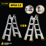 All new MPXA 2.0 Gorilla Ladders, white with yellow feet, enhanced features shown.