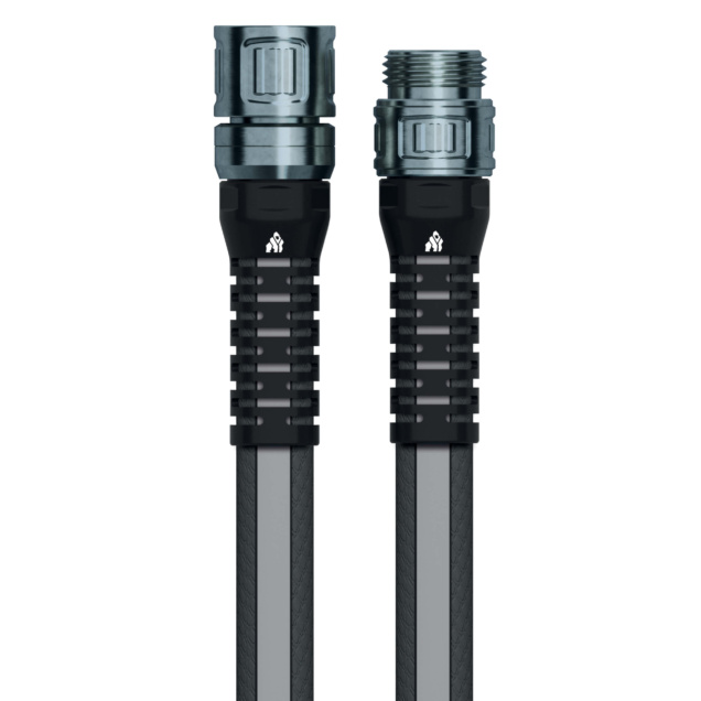 Gray and black Gorilla Made hose connectors with textured grips, designed for durability.