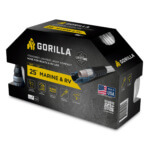 Gorilla Marine & RV 25 ft hose packaging with kink-proof features and USA flag.
