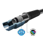 Cutaway view of black hose with NTS and SKYTECH logos, showing internal layers.