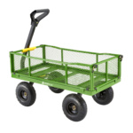 Green utility cart with mesh sides, black handle, and "Gorilla" logo.