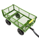 Green mesh utility cart with black wheels and yellow handle, labeled "GORILLA."