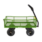 Green Gorilla Made utility cart with mesh sides and black handle.