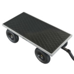 Black utility cart with diamond-patterned surface, four wheels, and "GORILLA" branding.