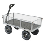 Gray Gorilla utility cart with mesh sides and black wheels.