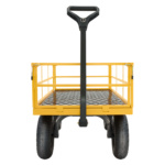 Heavy-duty yellow utility cart with black handle, part of Gorilla Made's product line.