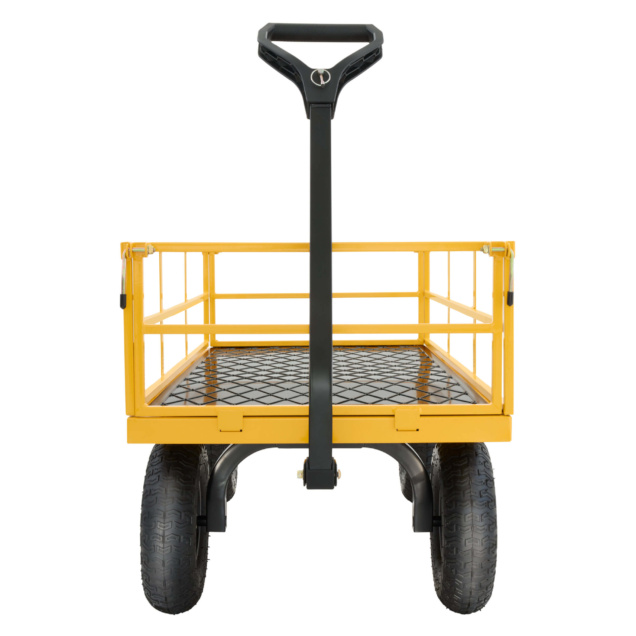 Heavy-duty yellow utility cart with black handle, part of Gorilla Made's product line.